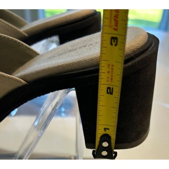 Women's Easy Spirit Slides Size 9 Estenby Natural Fabric Block Heel - Picture 3 of 9